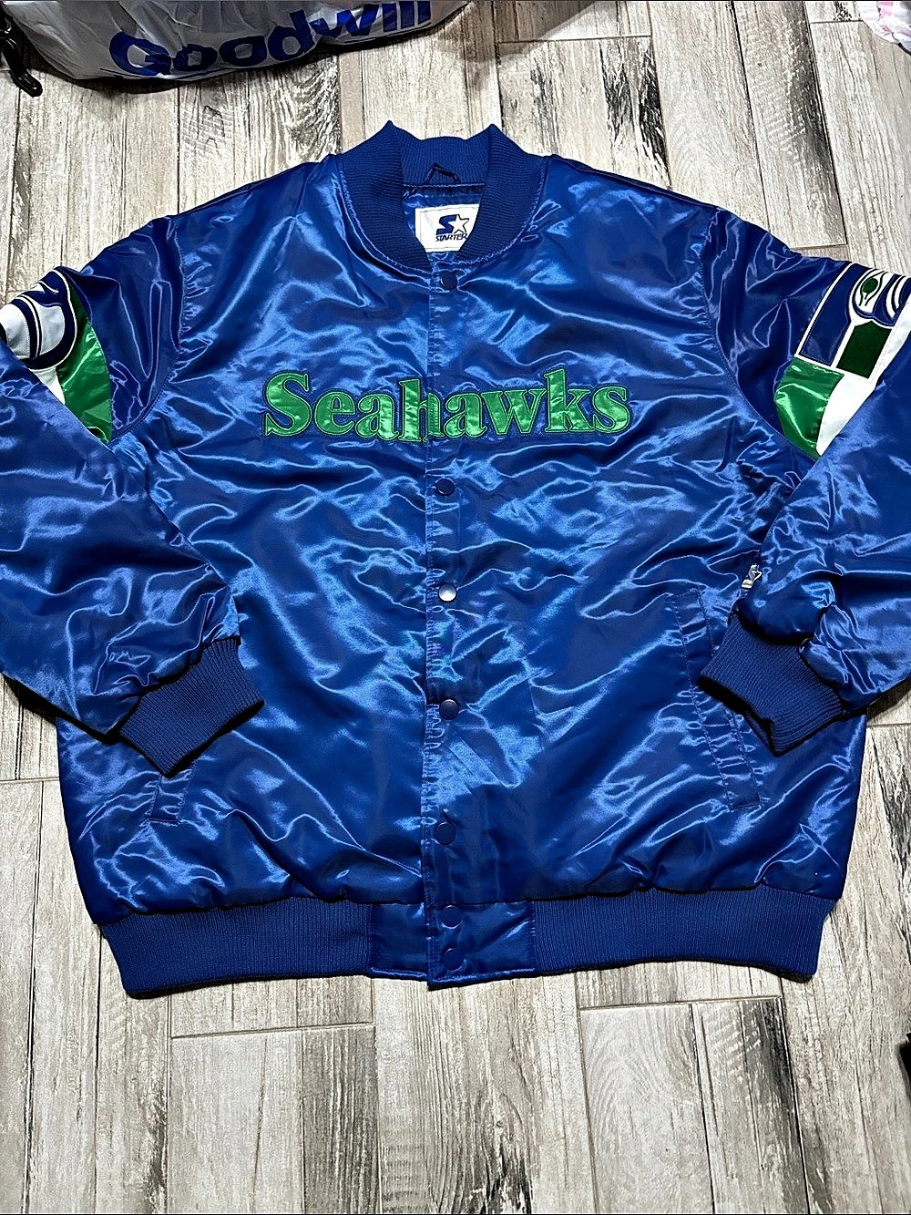 Starter Seattle Seahawks Vintage Satin Starter Jacket Blue & Green 3XL